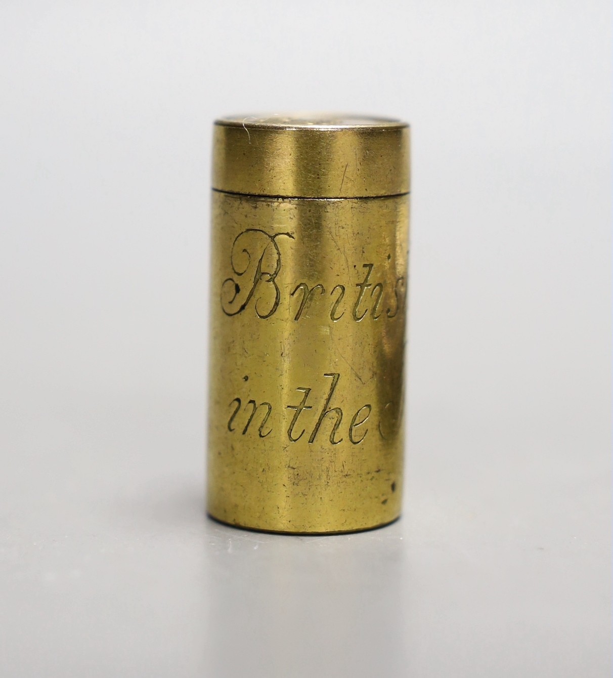 Marquis of Wellington’ British Victories in the Peninsular Campaign cylindrical brass box by Thomason & Jones, containing 23 gilt medallions, together with a cased silver commemorative medallion